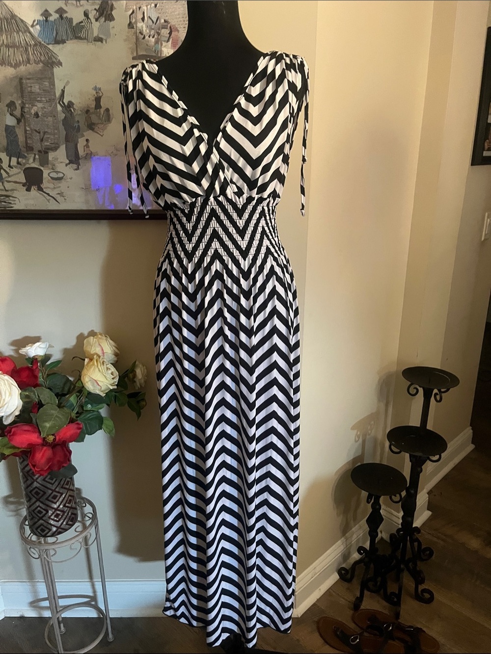 Black and White Strip Maxi Dress